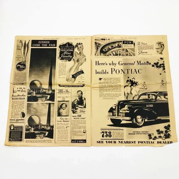 Vintage April 30 1939 Newspaper The New York Times The Fair in Pictures 16 pages